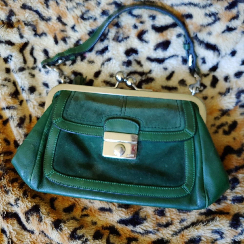 Coach Green leather and suede doctors bag